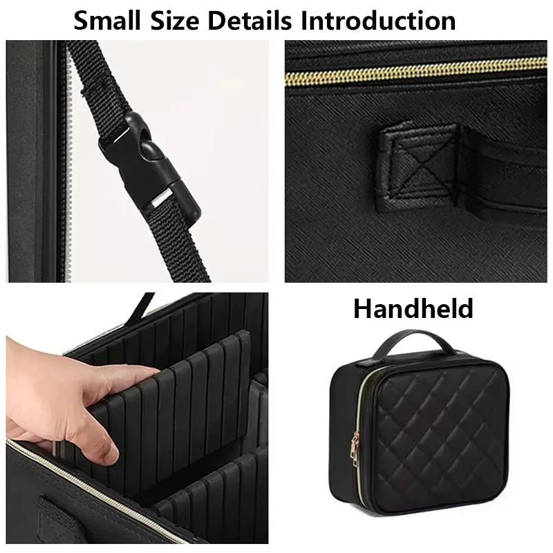 Trousse de maquillage de voyage de grande taille avec miroir, étui de maquillage de manucure de beau