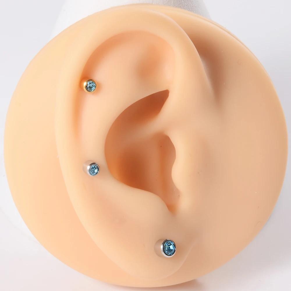 12 paires de clous de Cartilage en acier chirurgical, 3 et 4mm, gemme CZ, Piercing d'oreille pour pi