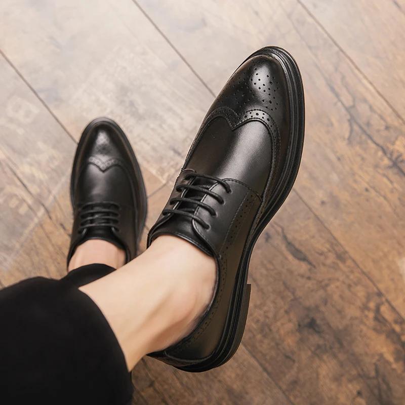 Chaussures en cuir formelles pour hommes, chaussures de bureau et de soirée, chaussures classiques b