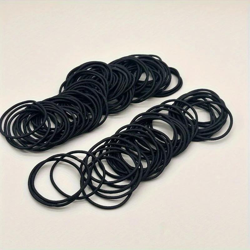 Attaches de cheveux élastiques noires pour femmes et filles, cordes de cheveux, porte-queue de cheva