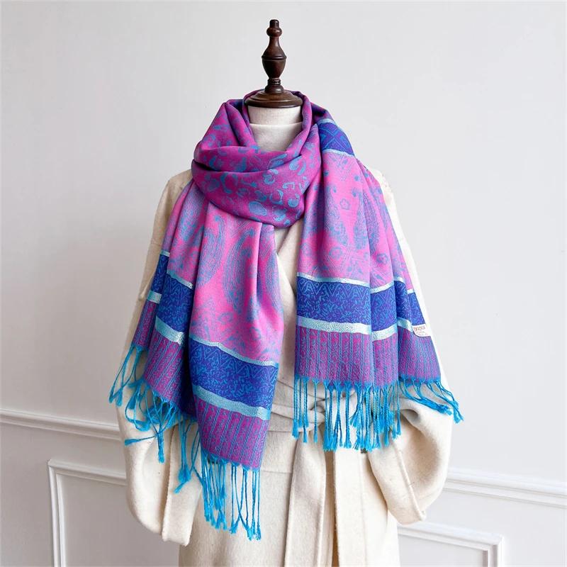 2025 nouveau luxe automne cachemire Pashmina châles femmes chaud Jacquard foulards dame Wrap Foulard