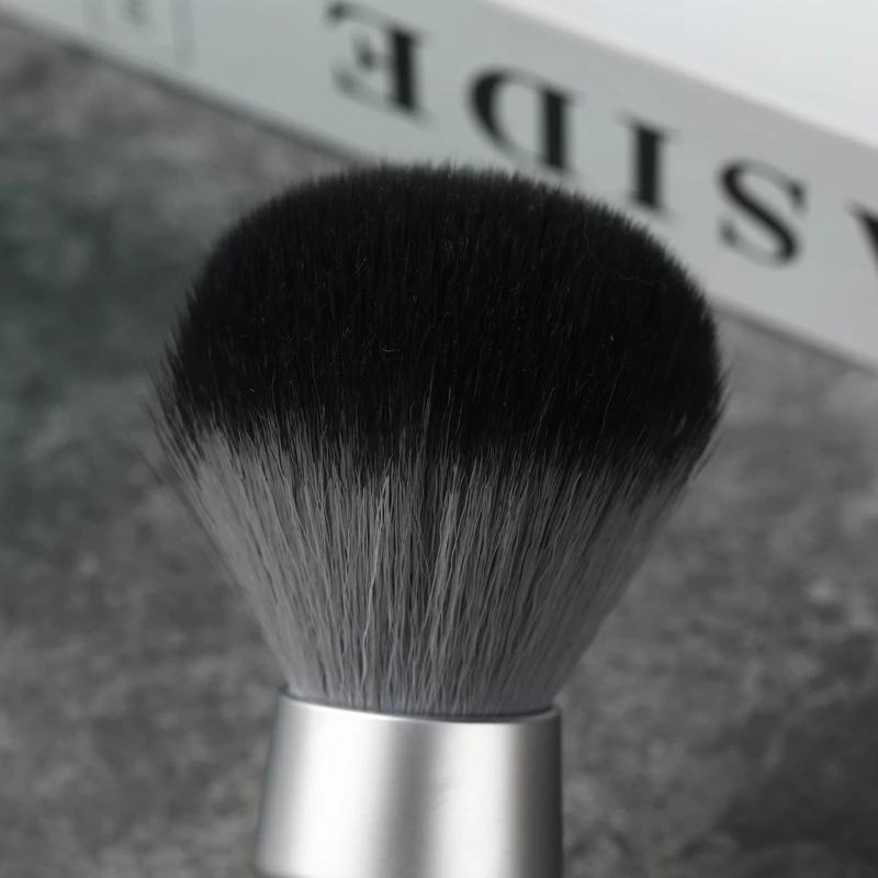 YAQI – brosse de rasage pour hommes, poils synthétiques, poignée en métal lourd, loup en bois, nœud