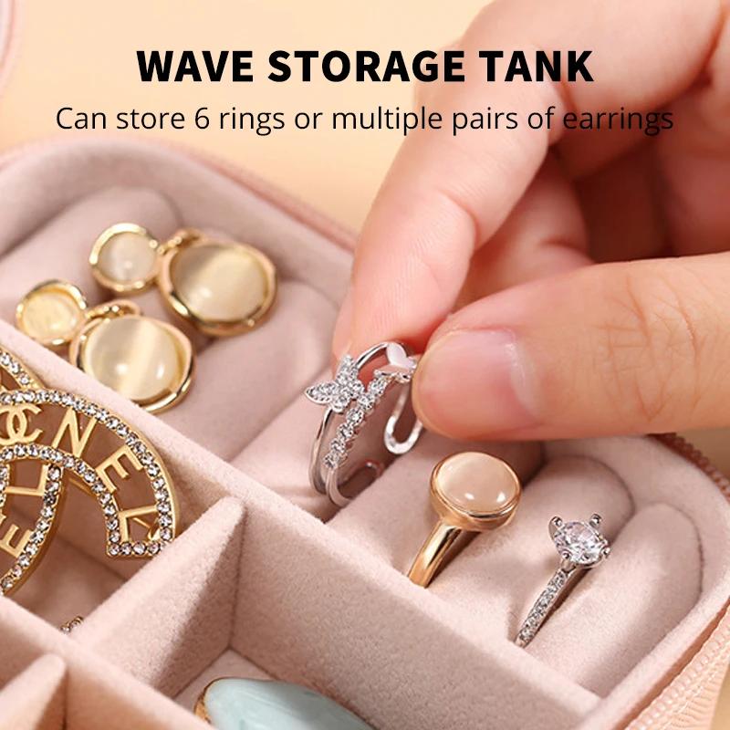 Mini boîte de rangement de bijoux portable pour femmes, étui de rangement pour boucles d'oreilles et