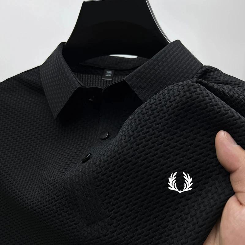 Polo homme décontracté uni respirant à motif floral, manches courtes, collection été 2026 – T-shirt