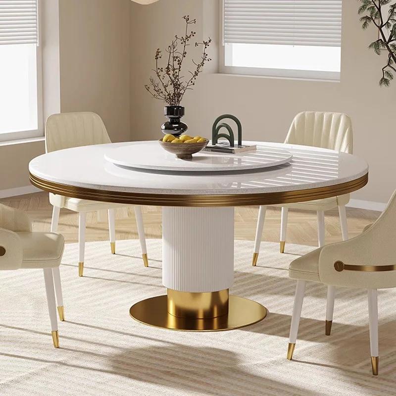 Table à manger ronde et chaise en marbre pour restaurant moderne, combinaison simple, table ronde av
