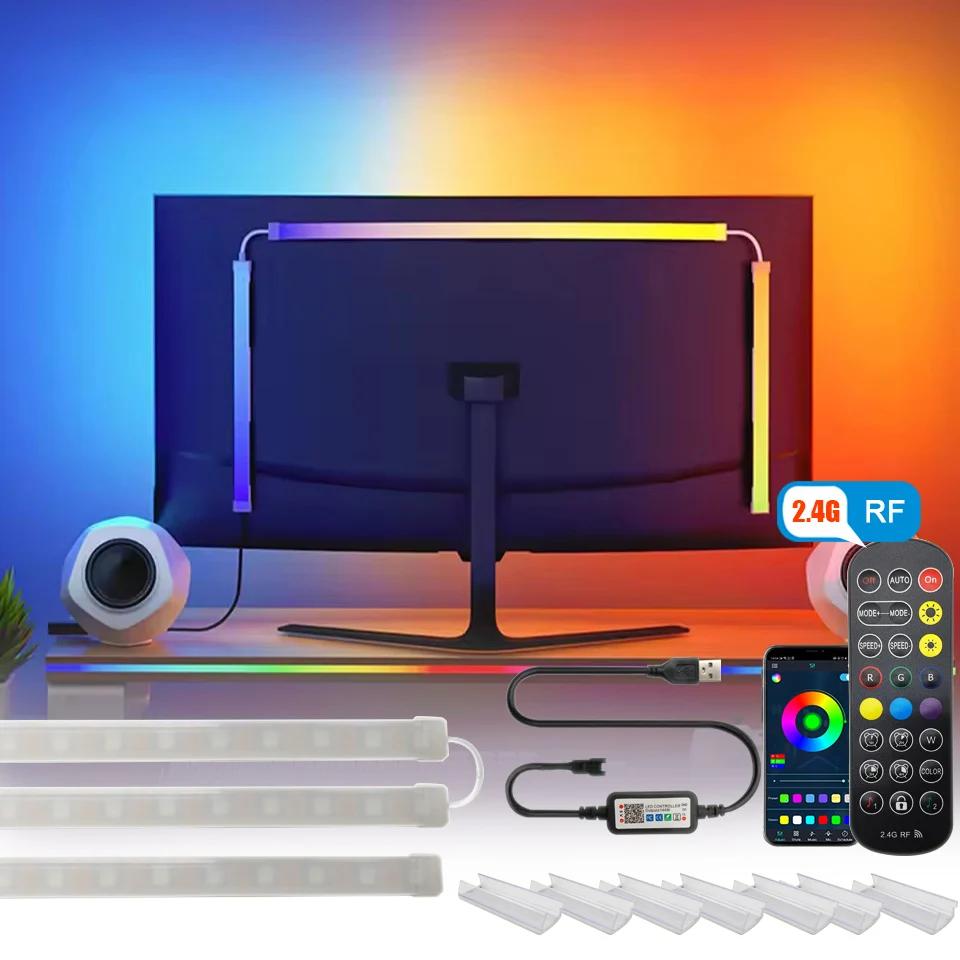 Bande lumineuse LED USB pour PC, 24-34 pouces, RGBIC, synchronisation musicale via application, rétr