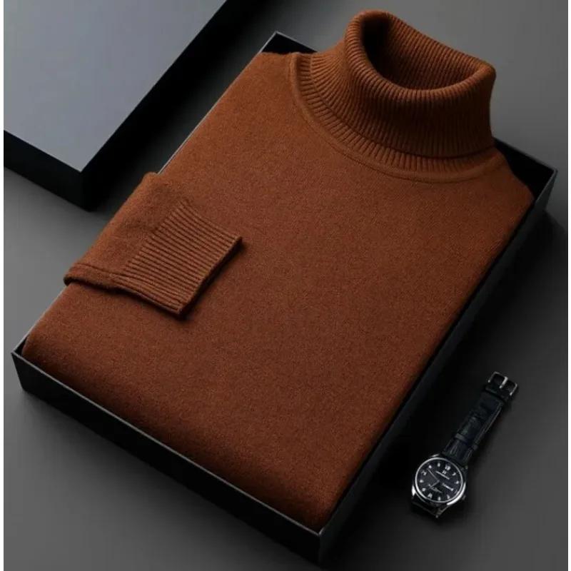 Pull à col roulé anti-boulochage pour hommes, pull à manches longues, coupe couvertes, haute qualité