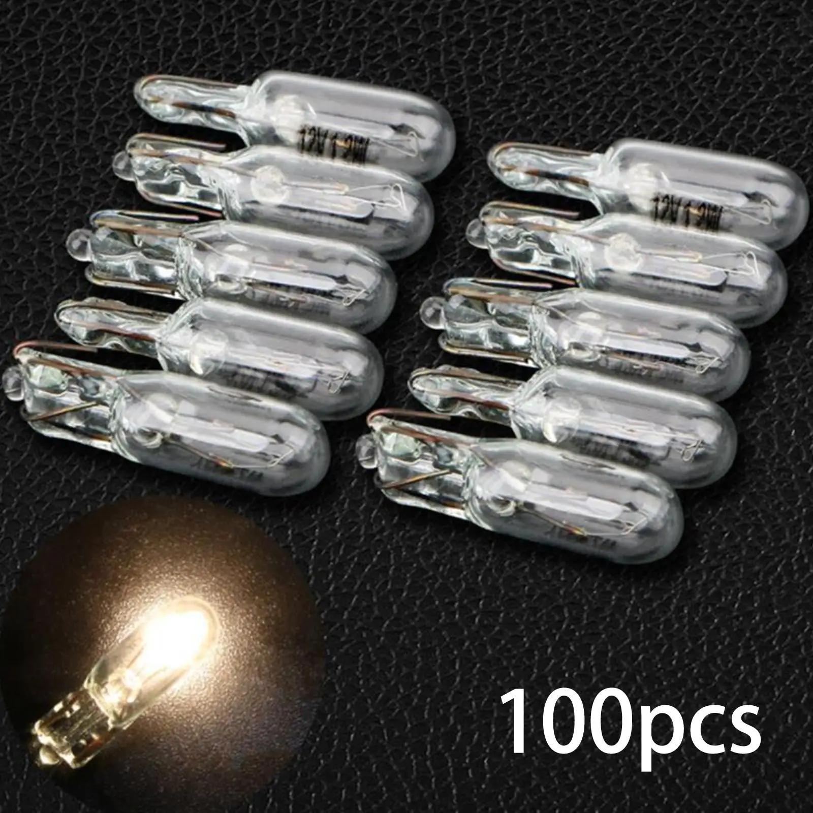 100 pièces T5 ampoule en verre tableau de bord de voiture feu stop lampe phares lampe 1.2W 12V voitu