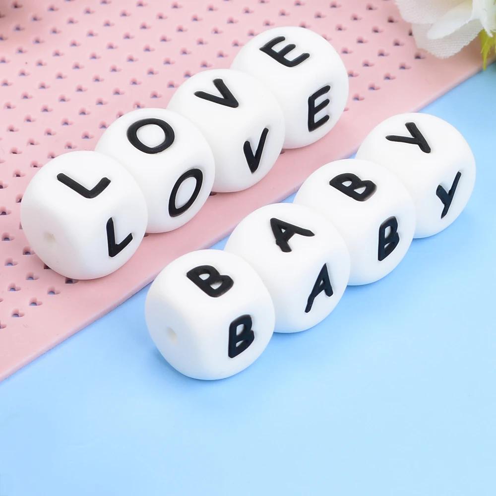 LOFCA 40 pièces/lot Alphabet 12mm lettre de qualité alimentaire perles en Silicone bébé perle sucett