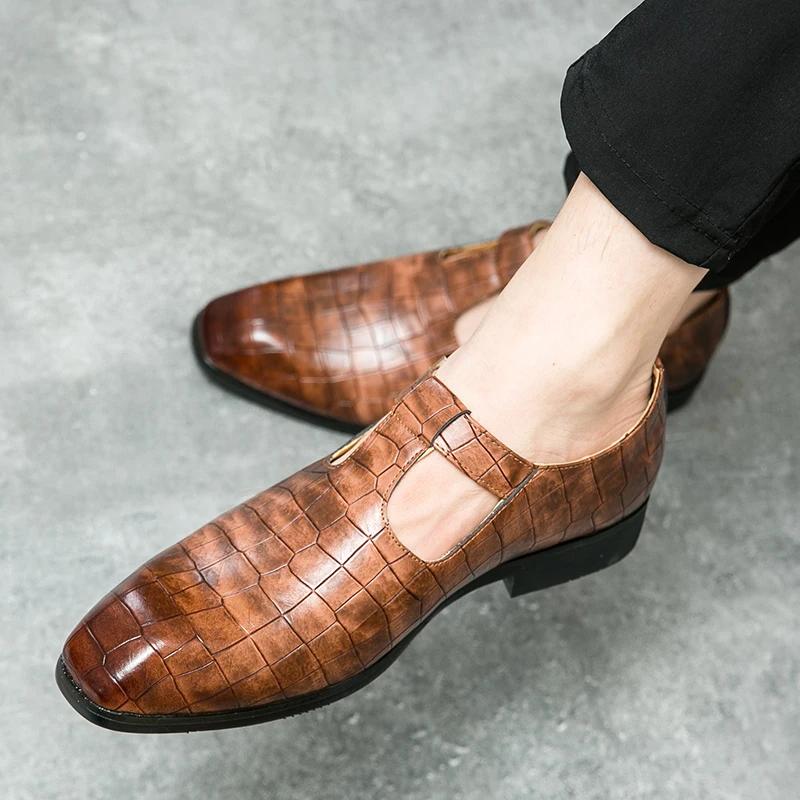 Mocassins en cuir PU faits à la main pour hommes, chaussures provoqué