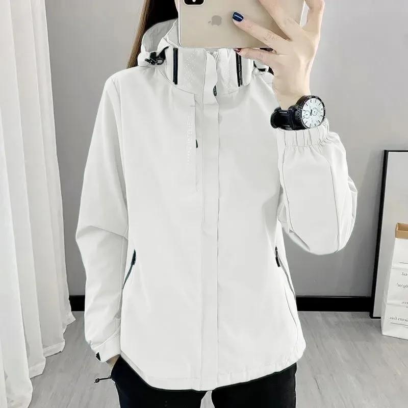 Veste d'extérieur pour femmes, coupe-vent imperméable à capuche, fermeture éclair, randonnée, escala