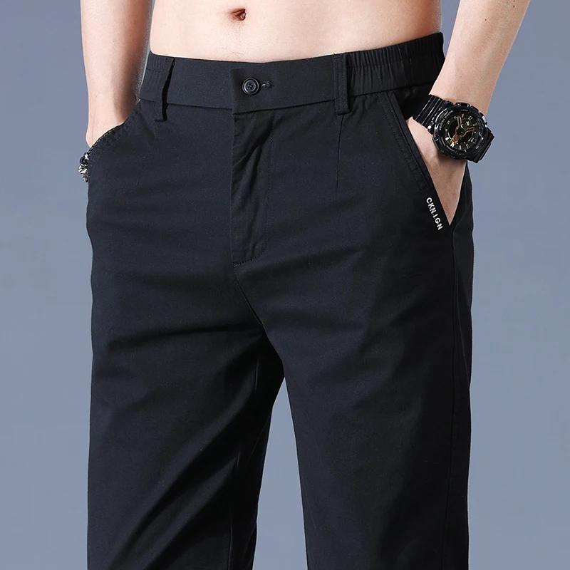 2025 nouveau haute qualité hommes mince pantalons décontractés taille moyenne Stretch travail pantal
