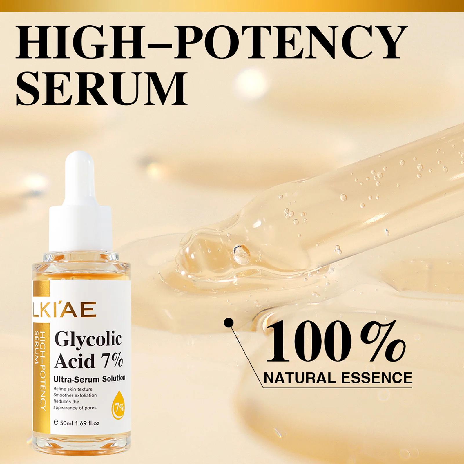 LKIAE Ensemble de soins pour la peau éclaircissant à l'acide glycolique, réduit les taches foncées,