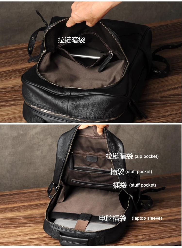 Sac à dos en cuir véritable pour homme, accessoire de bonne qualité, à la mode, pour l'école, tous l