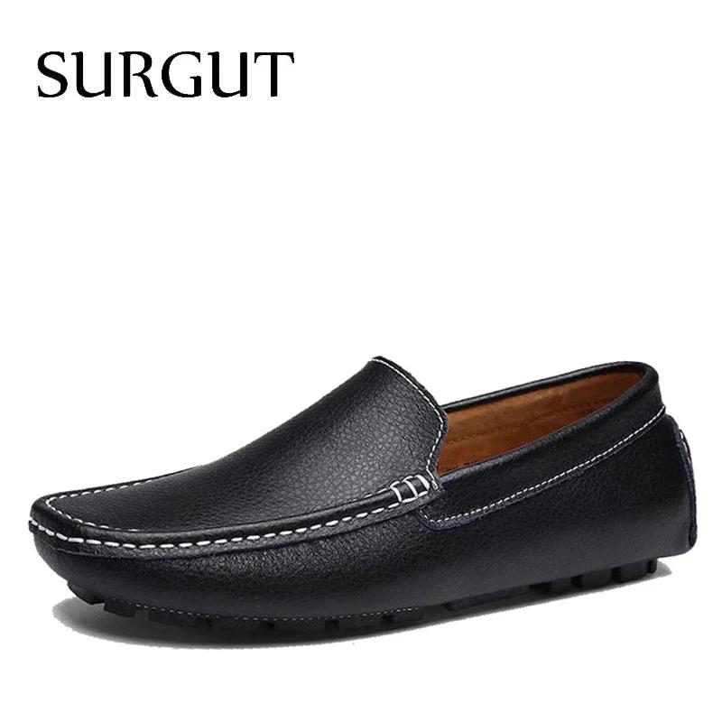 SURGUT – chaussures plates en croûte de cuir de vache pour hommes, mocassins de marque, chaussures d