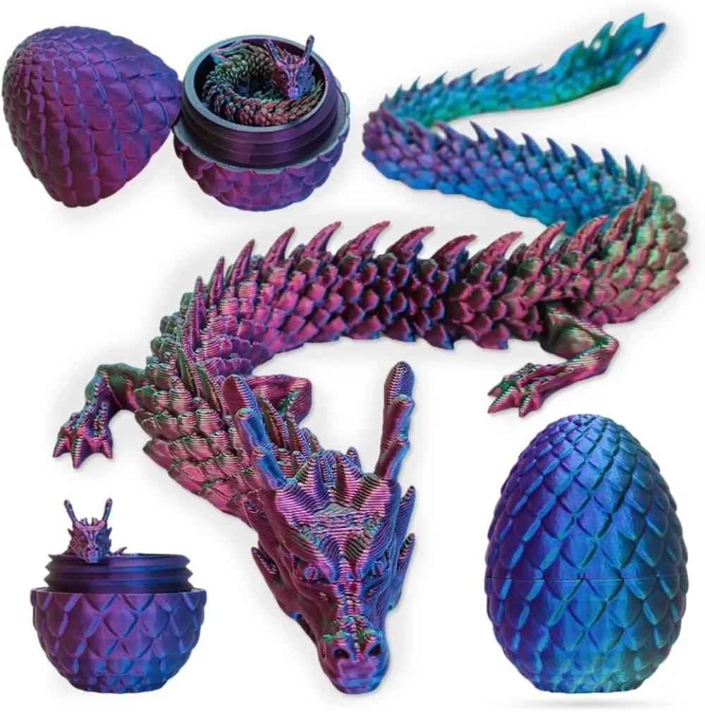 Mini œuf Surprise Dragon chinois 3D, décoration de table articulée mobile, cadeaux et jouets de coll