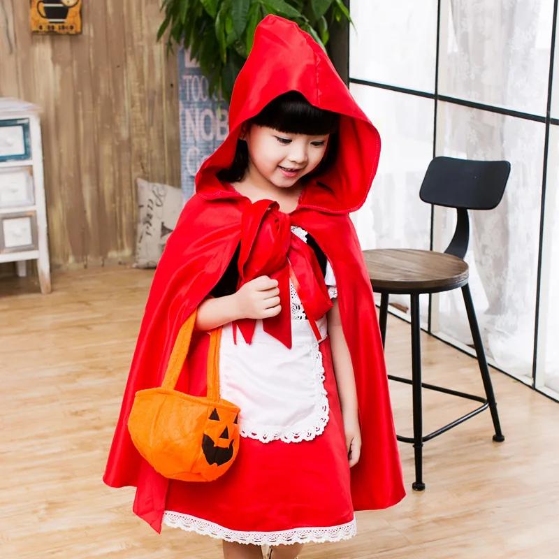 Filles petit chaperon rouge Cosplay Costume pour enfants princesse robe d'halloween bandeau + sac de