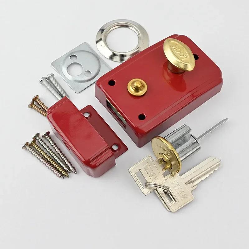Serrures rouges rétro pour porte extérieure, sécurité antivol, serrure d'assurance multiple, serrure