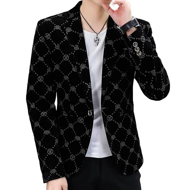 Blazer décontracté en velours côtelé pour hommes, costume de gentleman, performance de shopping en p