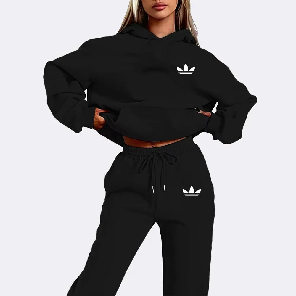 Ensemble sweat à capuche avec lettres imprimées pour femmes, vêtements Hip Hop de rue décontractés,