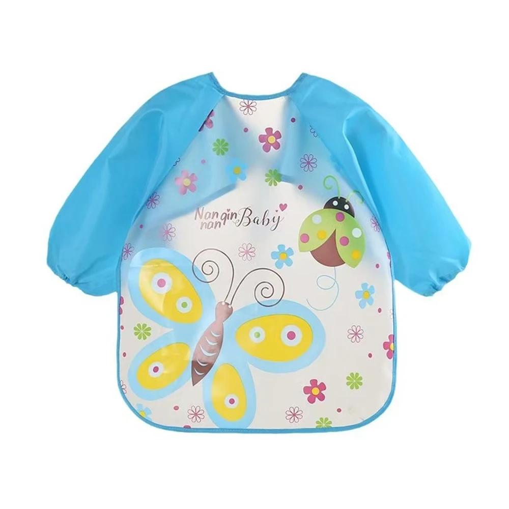 Bavoir anti-salissures pour bébé de 0 à 3 ans manteau à manches longues avec sangle doux mignon moti