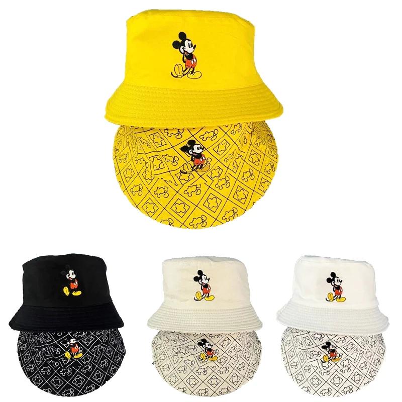 Chapeau de pêcheur universel Mickey Mouse, dessin animé, impression recto-verso, casquette en coton,