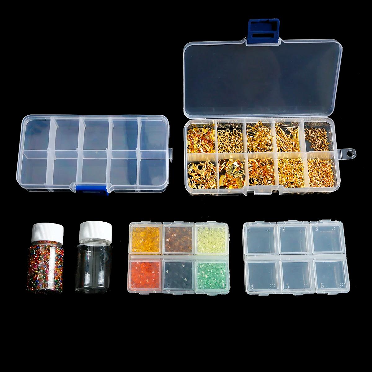 Boîte de rangement en plastique transparent pour bijoux, conteneur réglable pour perles, boucle d'or