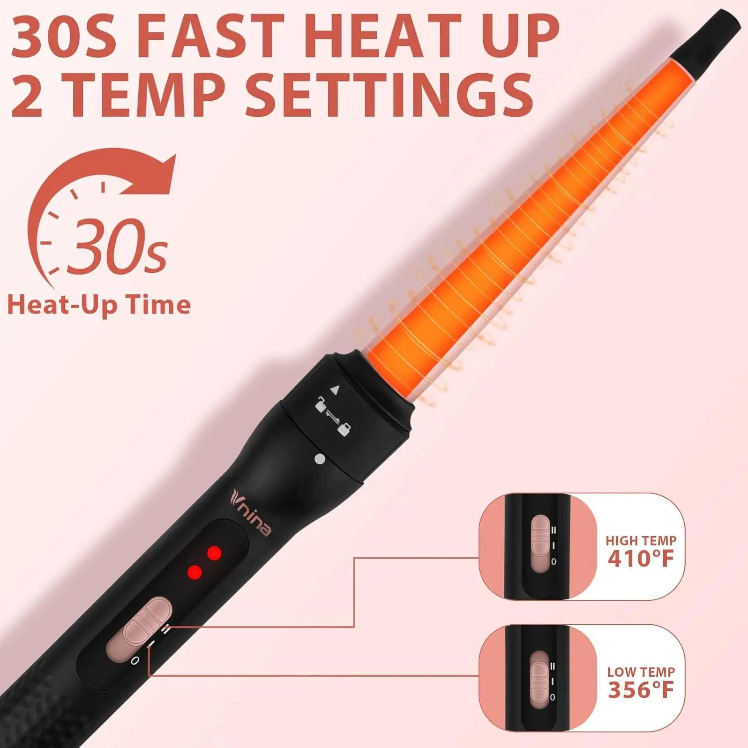 Brosse thermique de 1,5 pouces pour un look éclat, lissage des cheveux rond chauffant avec 2 réglage