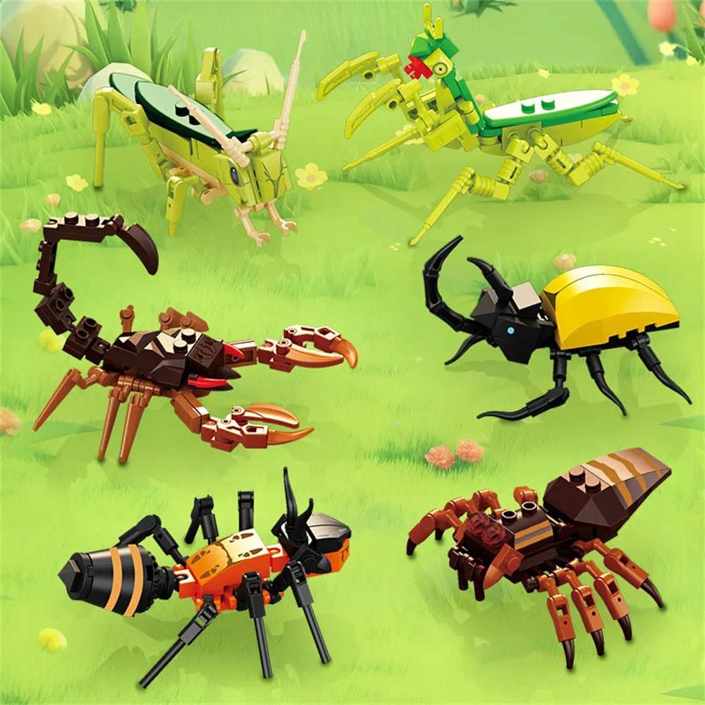 Moc insecte modèle Animal abeille fourmi papillon Cricket sauterelle ensemble blocs de construction