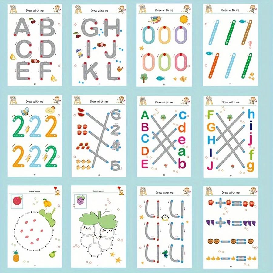 Cahier d'exercices de traçage magique réutilisable de 34 pages, formation éducative au dessin et au