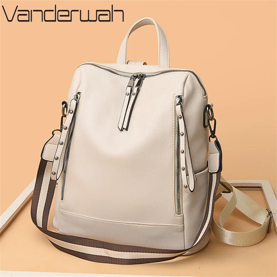 Sac à Dos de marque de luxe en cuir souple, étanche, Style Preppy, Sac multifonction pour jeunes étu