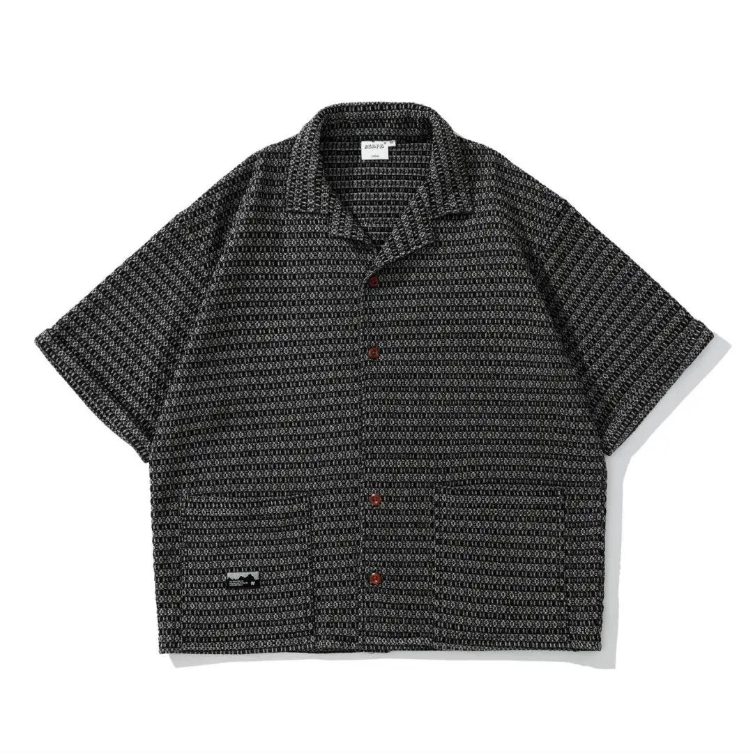 Chemises Vintage en Denim pour hommes, Streetwear, mode, ample, décontracté, à rayures, manches cour