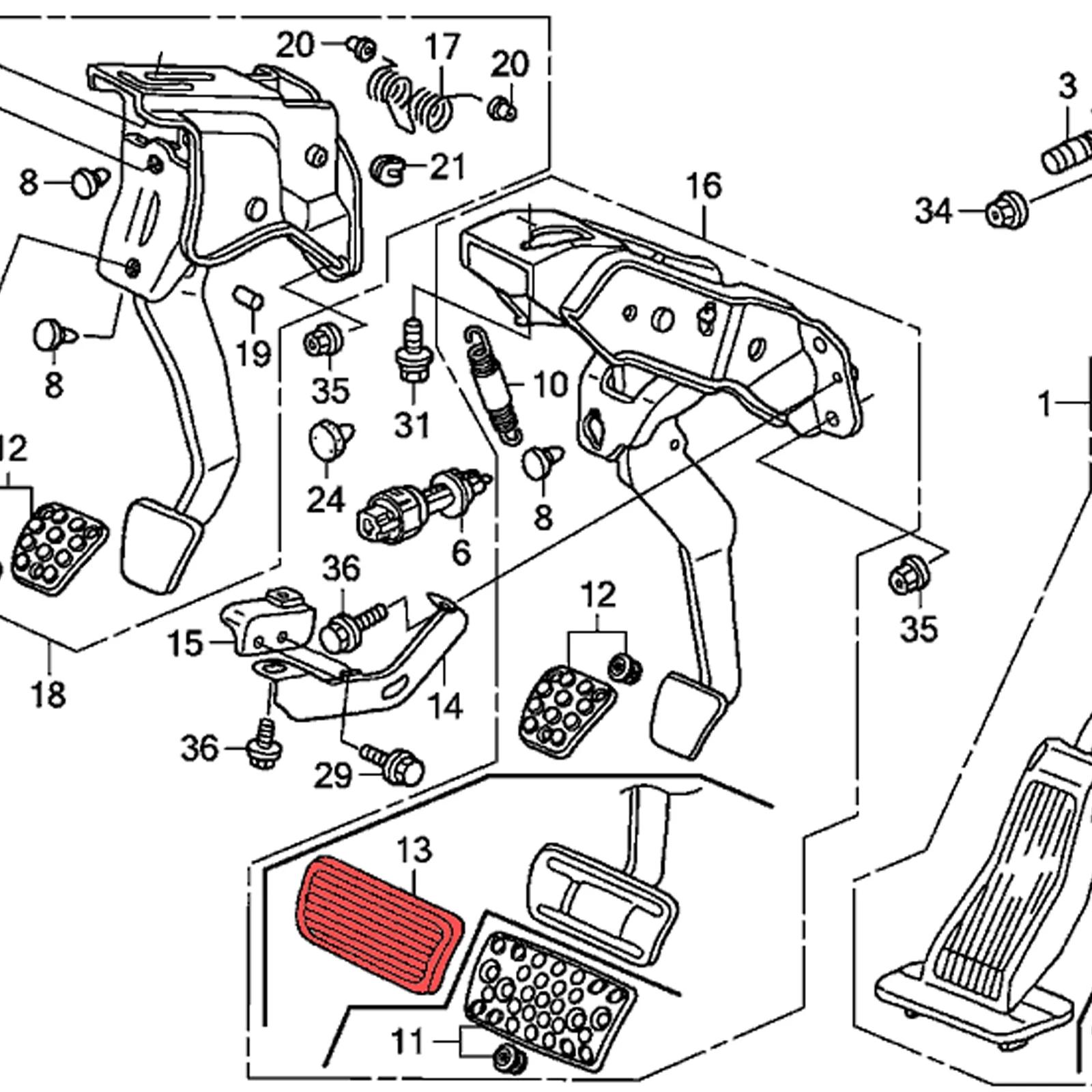 Couvercle en caoutchouc pour pédale de frein et d'embrayage de voiture, pour Honda Ccord Civic CR-V