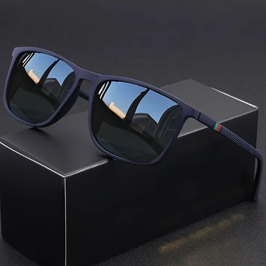 Lunettes de soleil carrées classiques pour hommes, confortables, légères, à monture noire, idéales p