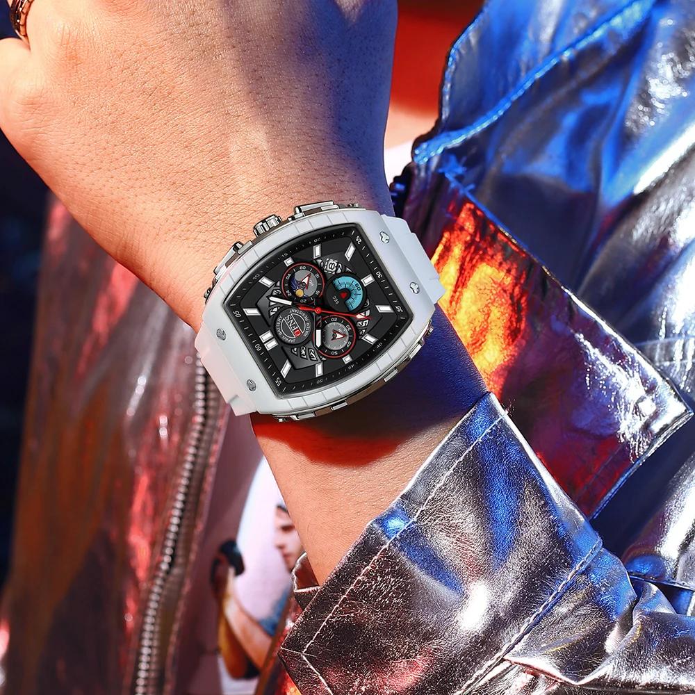 OFNS mode montres à Quartz pour homme lumineux étanche chronographe calendrier bracelet en Silicone