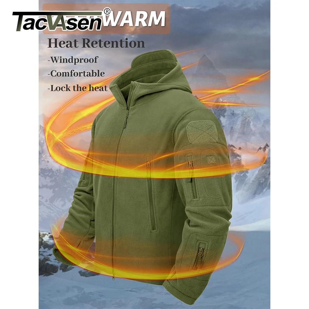 TACVASEN Veste polaire à capuche pour homme automne hiver chaud fermeture éclair complète randonnée