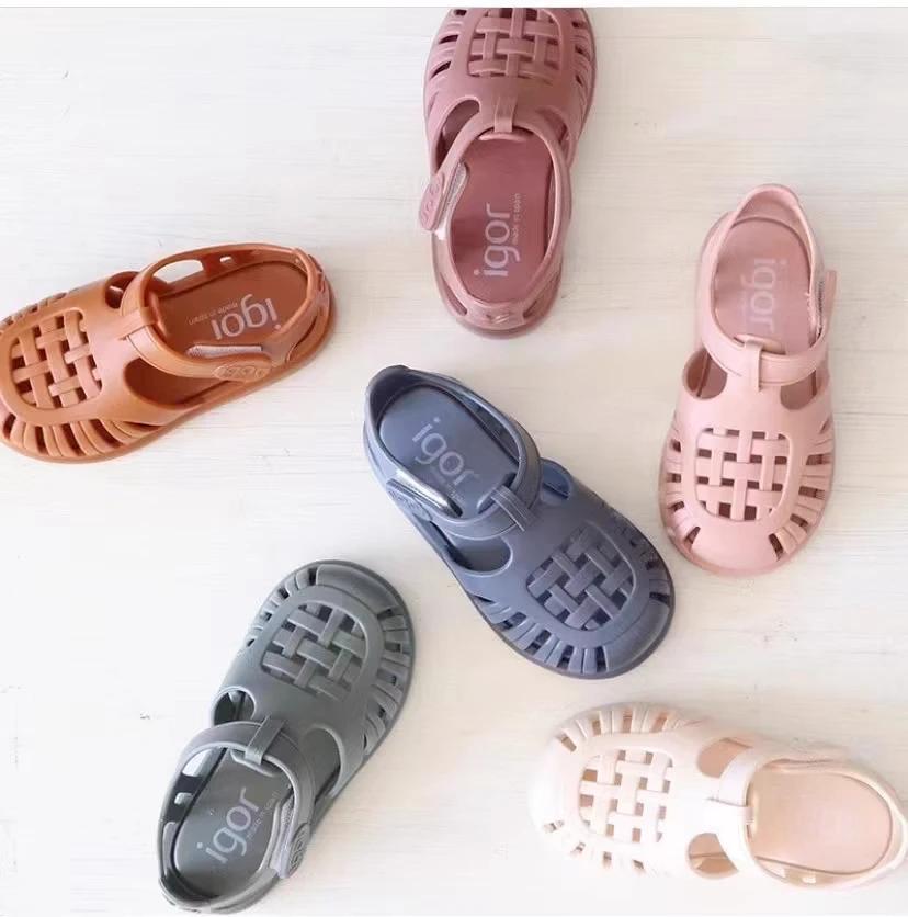 Sandales romaines d'été pour garçons et filles, couleur unie, chaussures pour enfants, Design popula