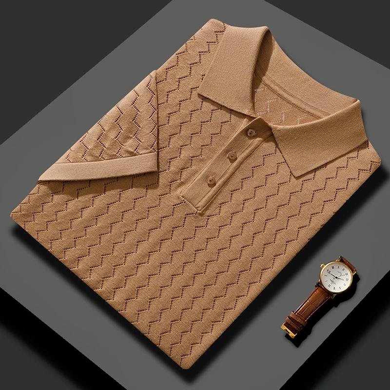 MVCircFLRT-T-shirt à manches courtes pour homme, polo en tricot respirant, chemise fine, chemise d'a