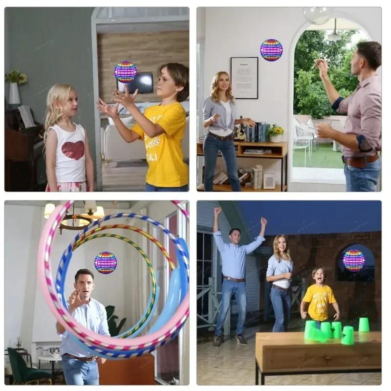 Flying Ball Globe cosmique LED couleur contrôlée à la main pour enfants 360 ° Boule de suspension