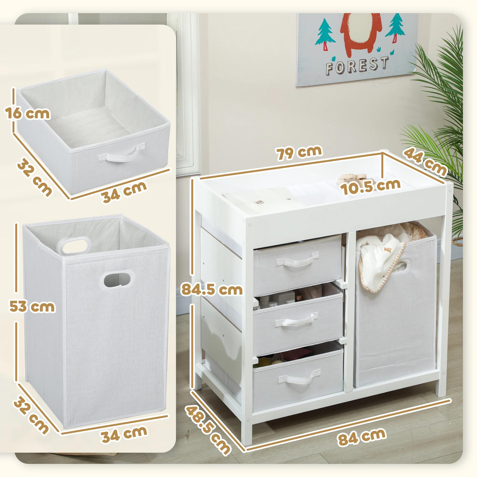 AIYAPLAY Unité à langer pour bébé avec 4 tiroirs, table à langer