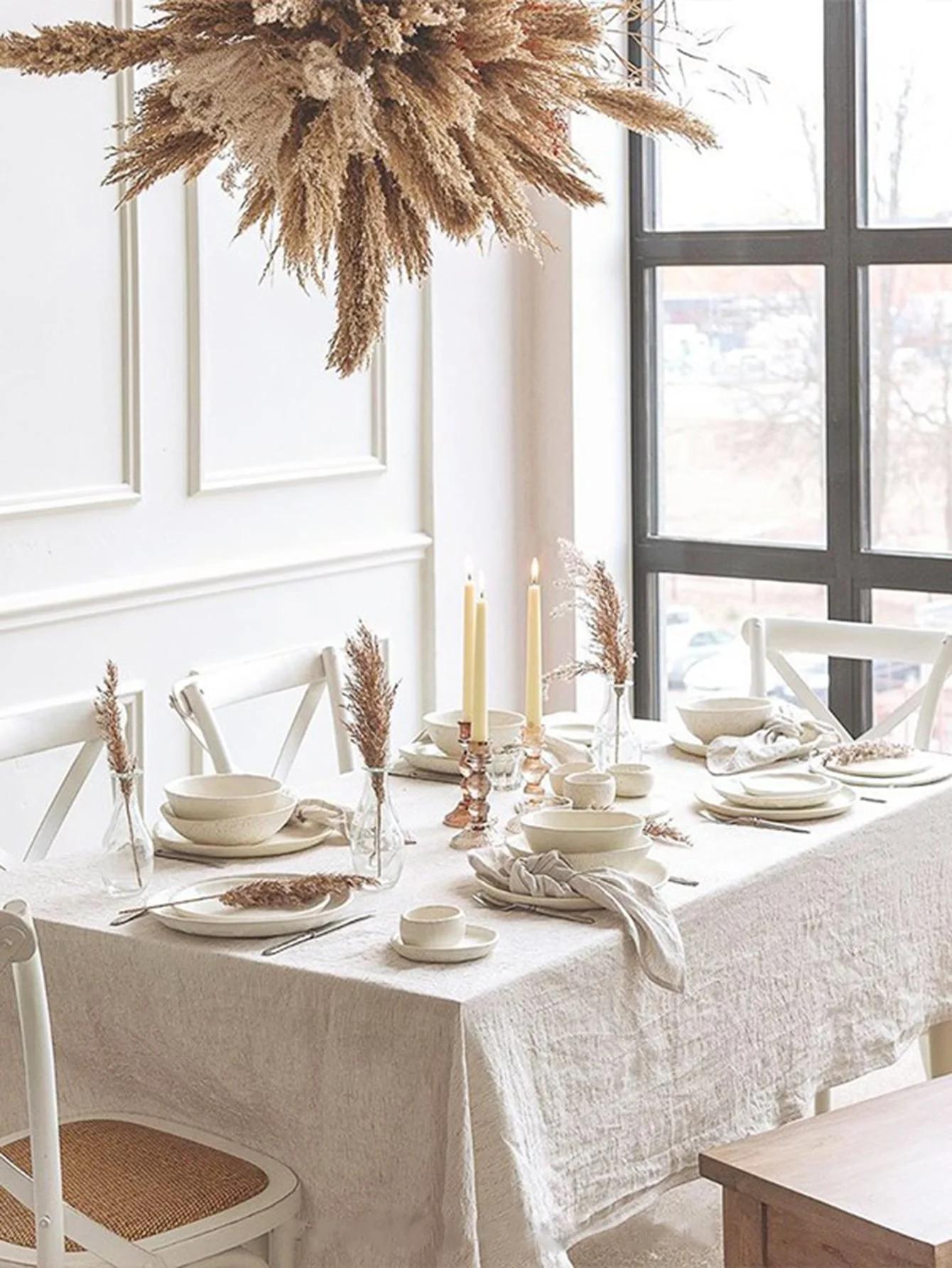 Nappe moderne en lin 100% coton, décoration de maison, nappe de décoration de mariage