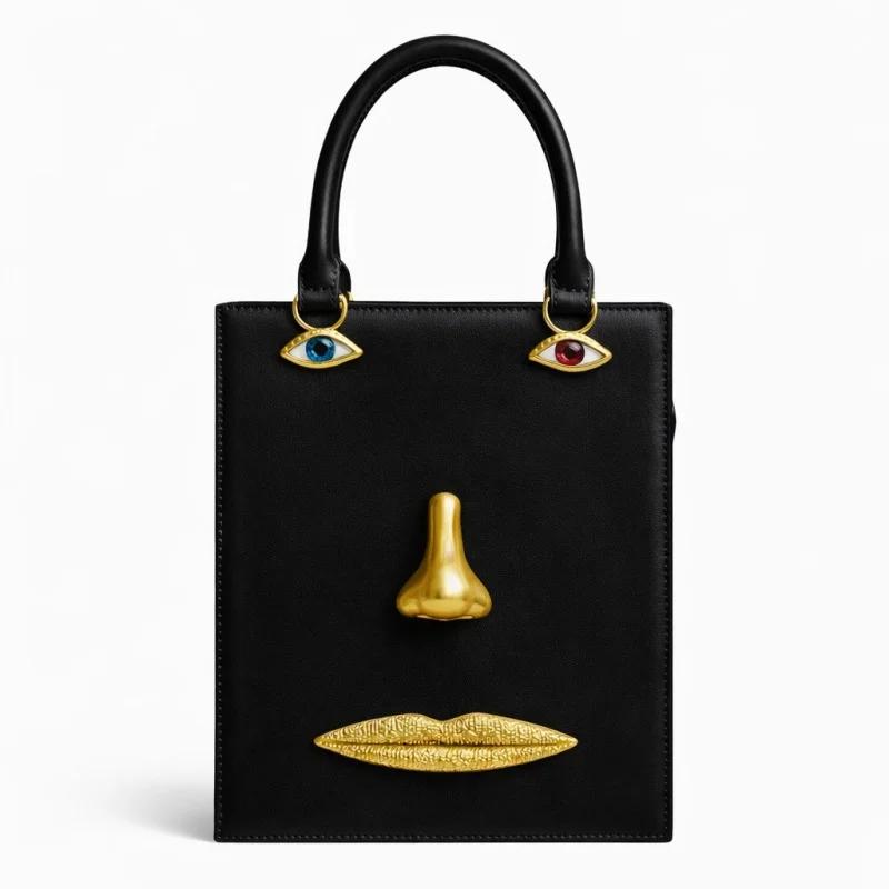 Sac à main vintage 3D pour femme en cuir PU de haute qualité, sac carré avec décoration œil de bijou