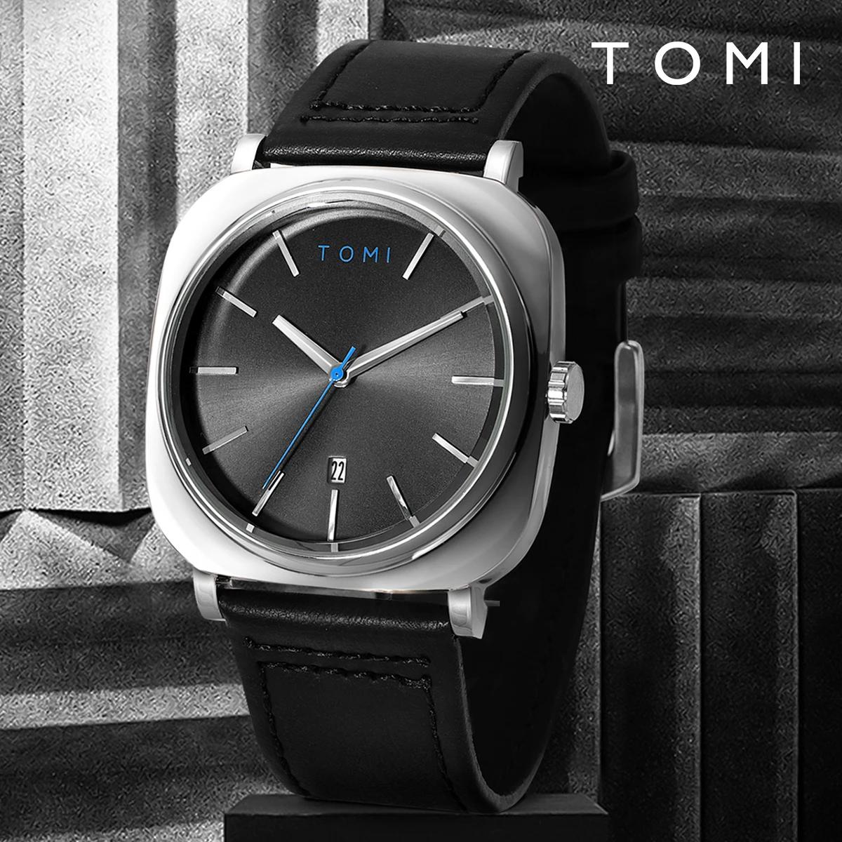 TOMI montre de conception d'affaires de mode pour hommes montre à petit disque carré de haute qualit
