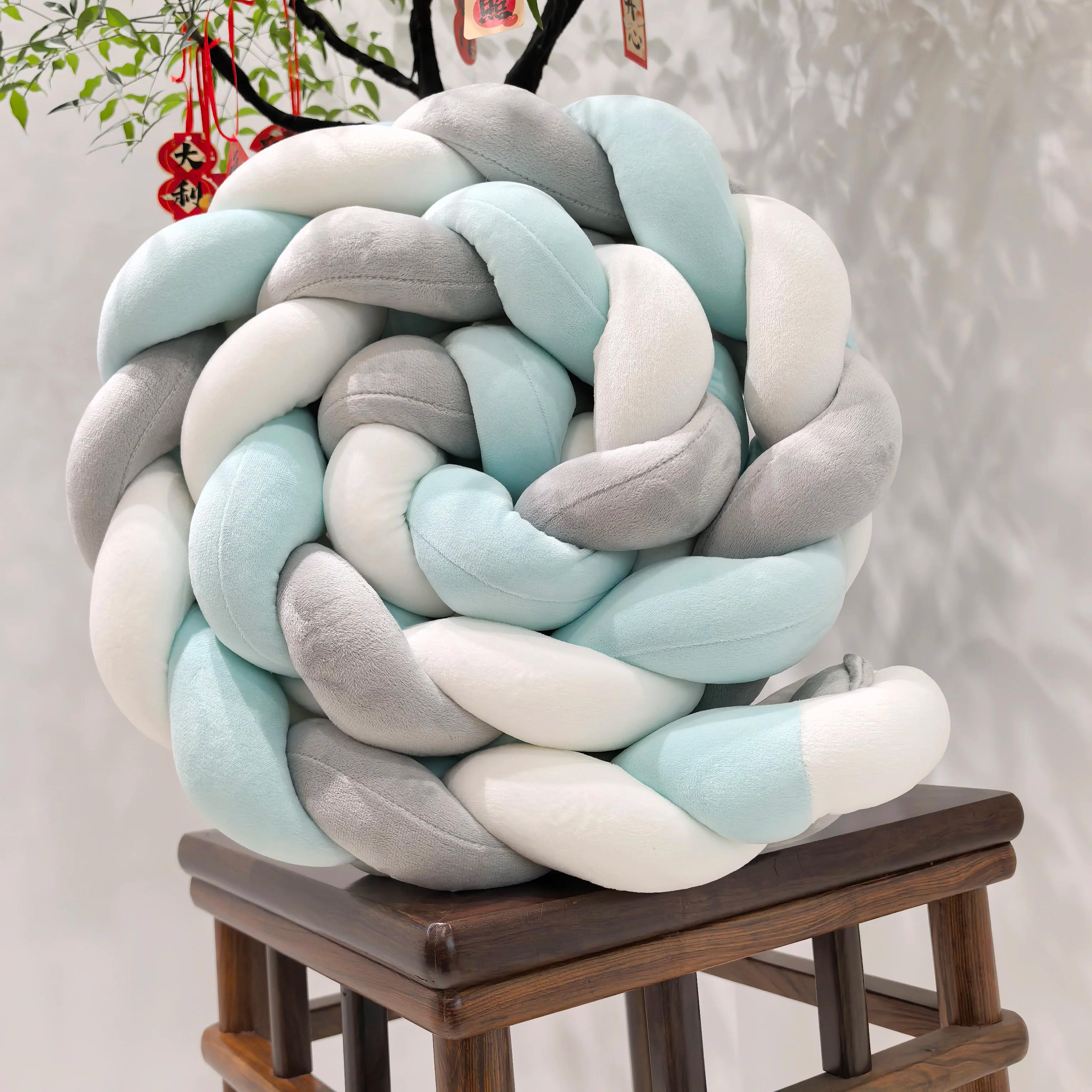 Pare-chocs lit bébé 1M à 4M avec tresse noeud - Ensemble literie décoratif pour berceau infantile