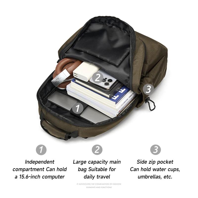 Style Simple étanche grande capacité hommes voyage sac à dos noir marron extérieur sac à dos 16 pouc
