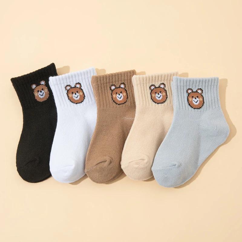 10 paires de chaussettes courtes élastiques mi-mollet, petit ours mignon, chaussettes pour bébé, cha