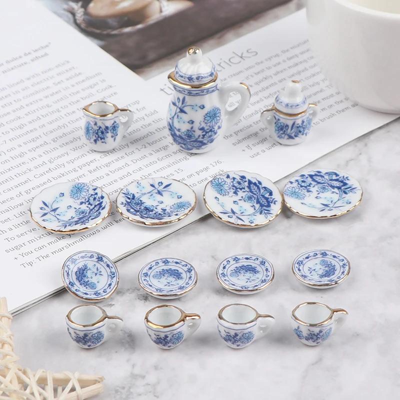Vaisselle Miniature pour maison de poupée 1:12, 15 pièces, ensemble de tasses à thé en céramique et