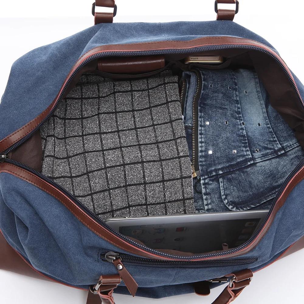 Sacs de voyage en toile et cuir pour hommes, bagages à main, sacs de sport, fourre-tout de voyage, g