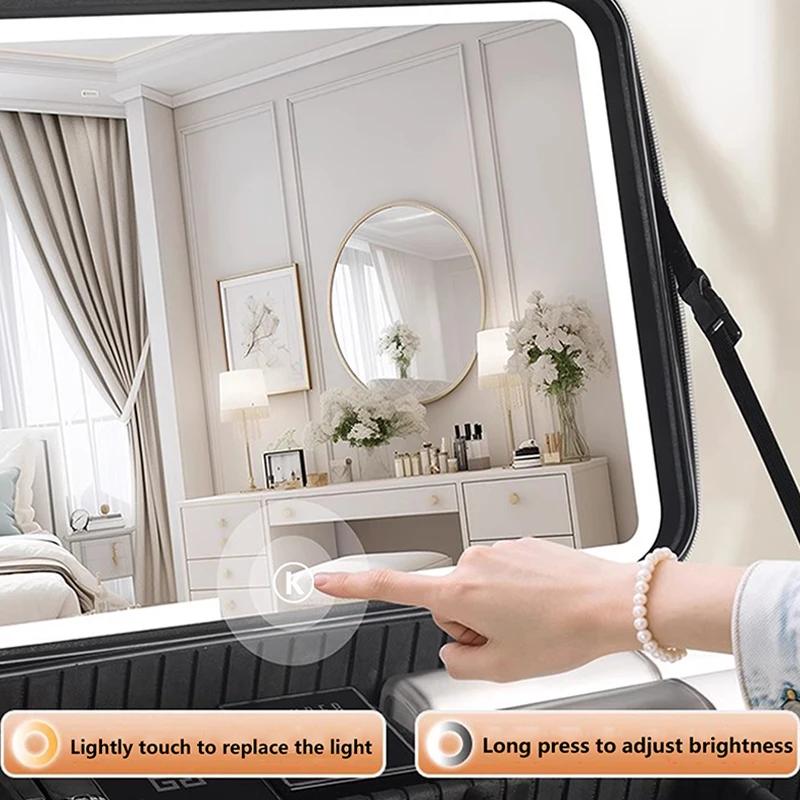 Trousse de maquillage de voyage de grande taille avec miroir, étui de maquillage de manucure de beau