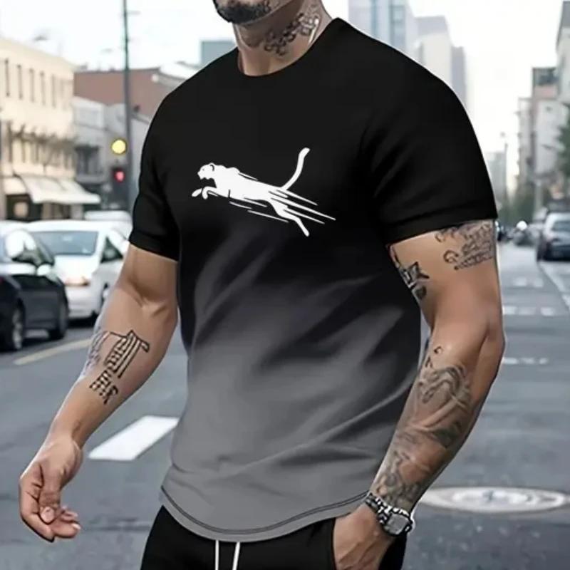 Animal léopard impression 3d sport séchage rapide respirant hommes t-shirt rue décontracté mode ampl